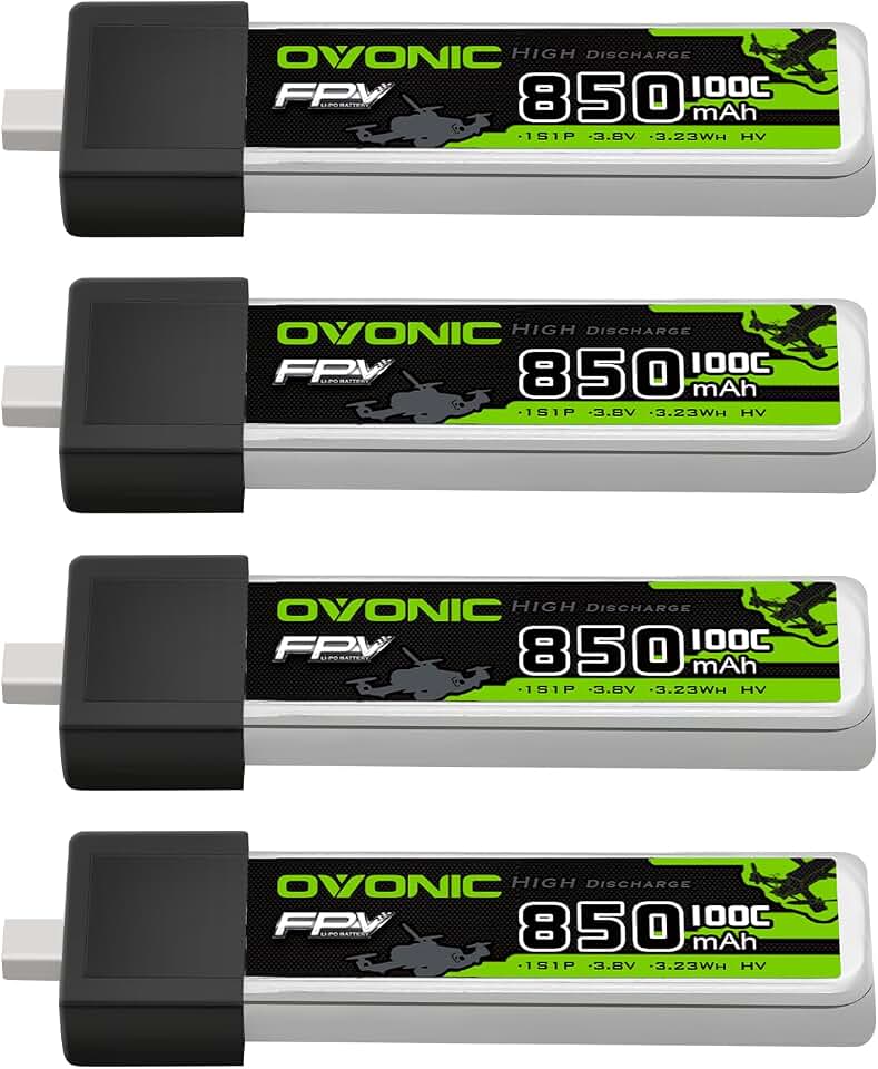 OVONIC 3.8V High Voltage100C 850mAh 1S1P Lipo Battery with BT2.0 HV Lipo [4 Batteries in 1 Package]