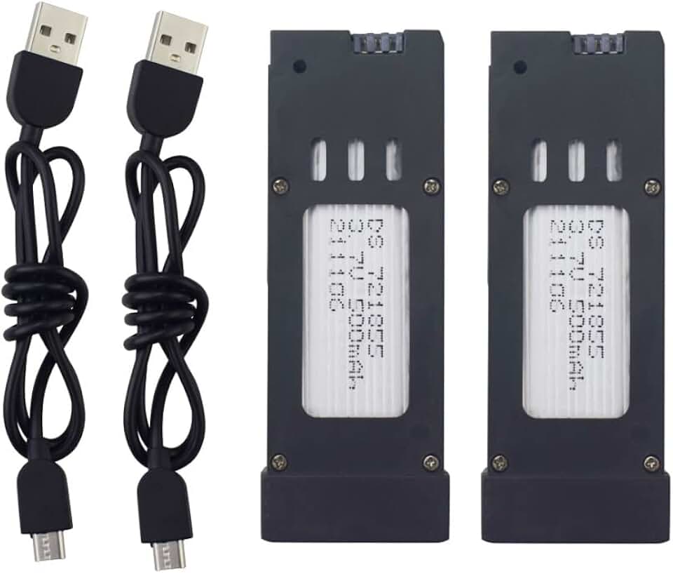 sea jump 2PCS 3.7v 500mAh Lithium Battery with 2PCS USB Charging Cable for E58 S168 Folding Quadcopter 4K HD Aerial Drone Spare Battery