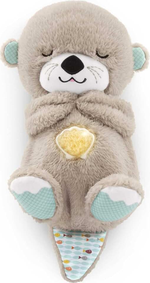 FISHER-PRICE BABY Toy Soothe 'n Snuggle Otter Portable Plush Sound Machine with Music Lights & Breathing Motion for Newborn Infants 0+ Months