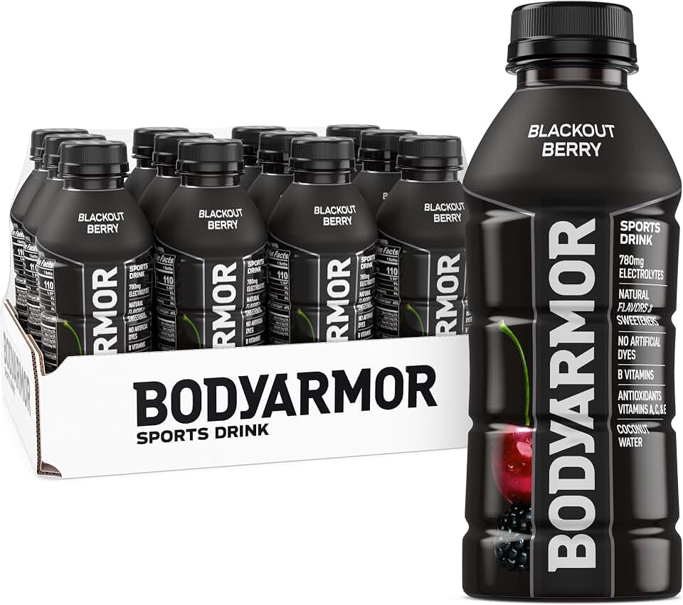 BODYARMOR Sports Drink, Blackout Berry, Electrolyte Drink Hydration, 16 Fl Oz Bottles (12 Pack), Flavored Coconut Water with B Vitamins &amp; Antioxidants