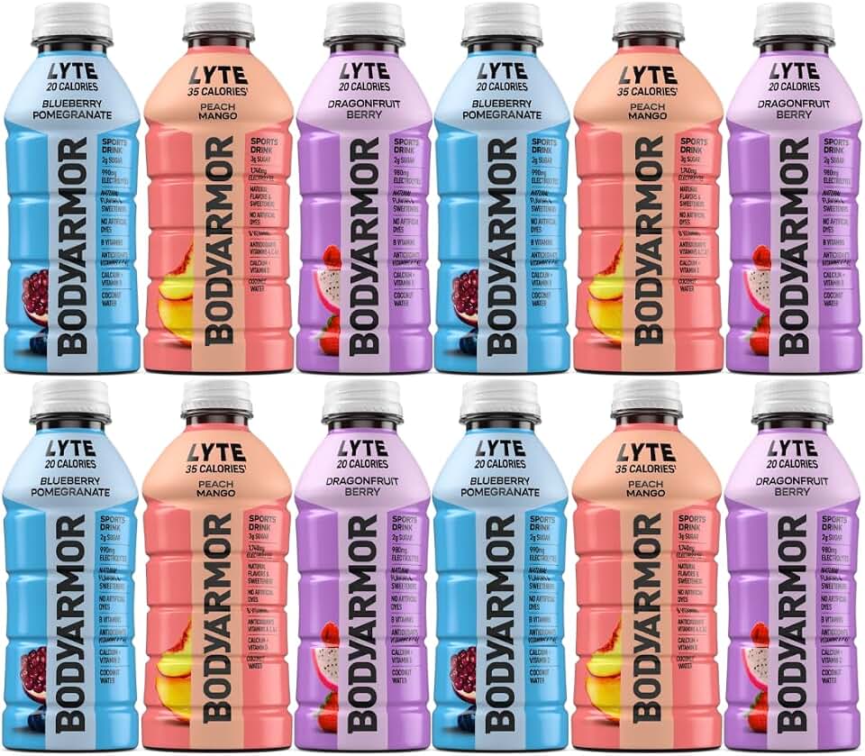 Bodyarmor Lyte Sports Drink Variety Pack – 16oz Bottles (Peach Mango, Blueberry Pomegranate, Dragonfruit Berry) – Low Calorie Electrolyte Hydration Drinks, 12 Pack Assortment