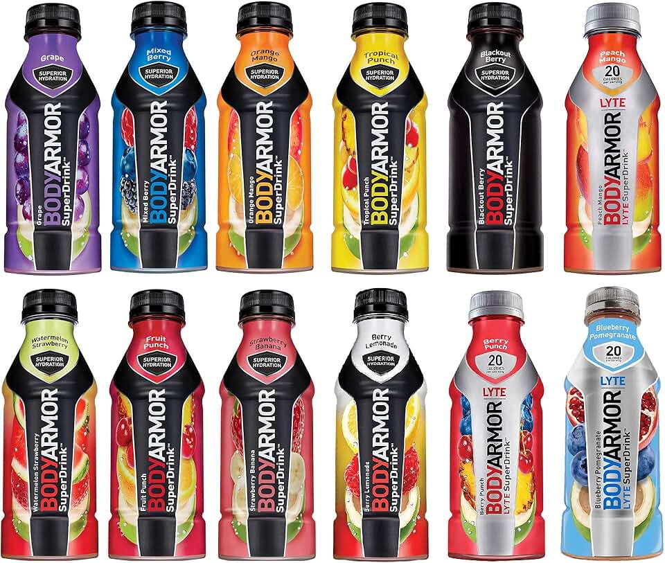 Body Armor Superdrink Variety Pack (8 Flavors), 16 Fl Oz (Pack of 24), Assorted
