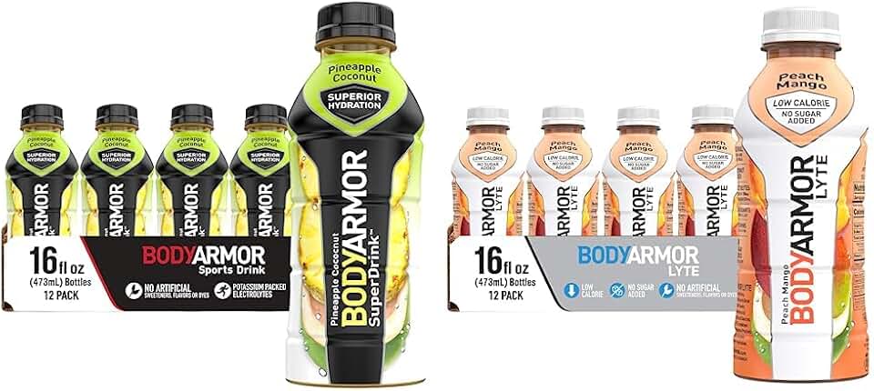 BODYARMOR Sports Drink and BODYARMOR LYTE Sports Drink Bundle (Pack of 12, 16 Fl Oz)