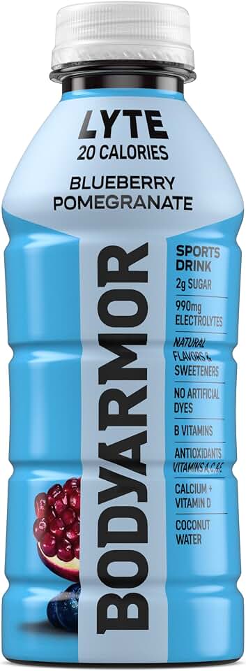 BODYARMOR LYTE Sports Drink Low-Calorie Sports Beverage, Blueberry Pomegranate, Natural Flavors With Vitamins, Potassium-Packed Electrolytes, No Preservatives, Perfect For Athletes,16 Fl Oz