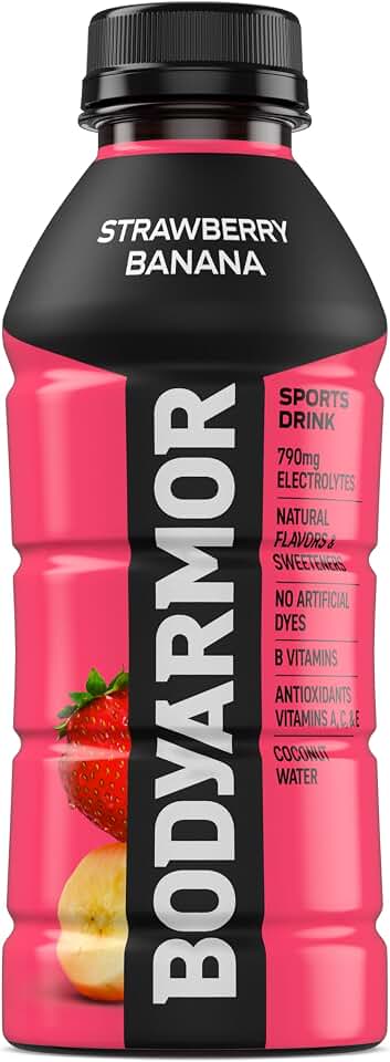 BODYARMOR Sports Drink Sports Beverage, Strawberry Banana, Natural Flavors With Vitamins, Potassium-Packed Electrolytes, No Preservatives, Perfect For Athletes, 16 Fl Oz