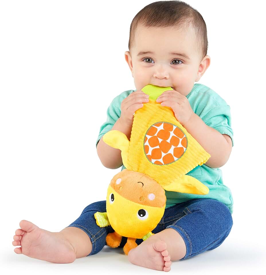 Bright Starts Snuggle &amp; Teethe BPA-Free Crinkle Teething Plush Infant Toy - Giraffe