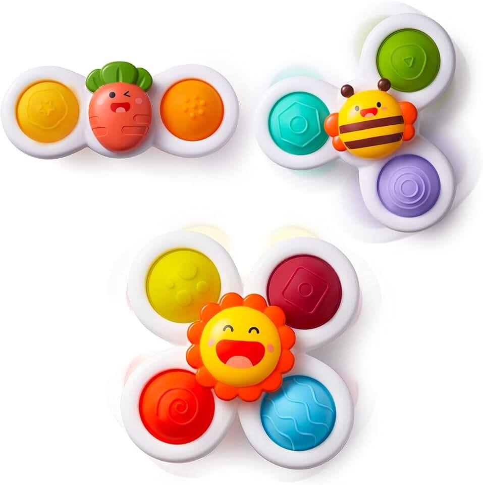 LiKee Strong Suction Cup Rotating Toys, Bath & Travel Toy, for Babies 10M+