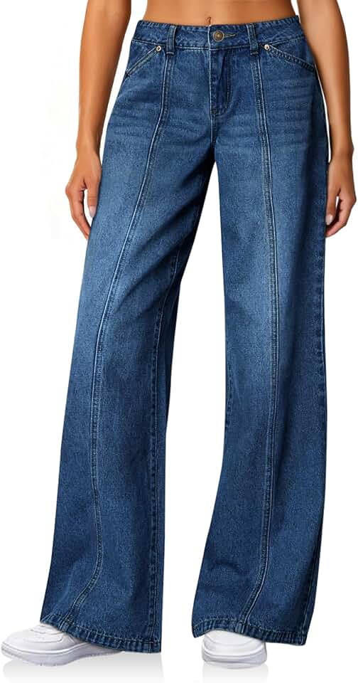 Cicy Bell Womens Wide Leg Jeans High Waisted Stretchy Baggy Denim Trousers Global Recycled Standard
