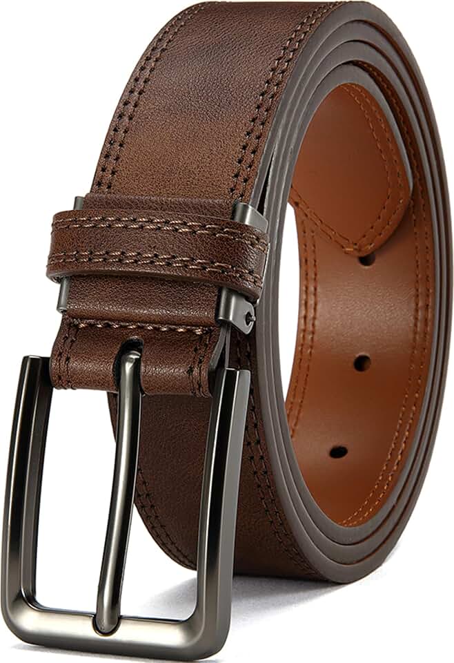 DOOPAI Men's Leather Dress Belt, 1 3/8" Wide, Genuine Cowhide, Adjustable