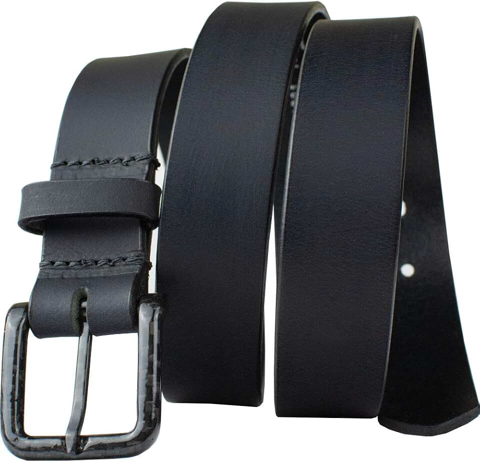 The Specialist Belt - Non-Metal Carbon Fiber Buckle, USA-Made Full Grain Leather, Nickel Free, TSA Friendly