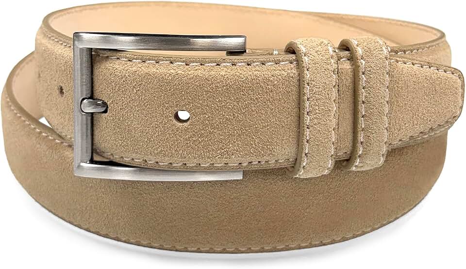 Belts.com Men's Belt Suede Full Leather Belt Casual Dress Leather Belt 1-3/8"(35mm) Wide, Multi-Style Options