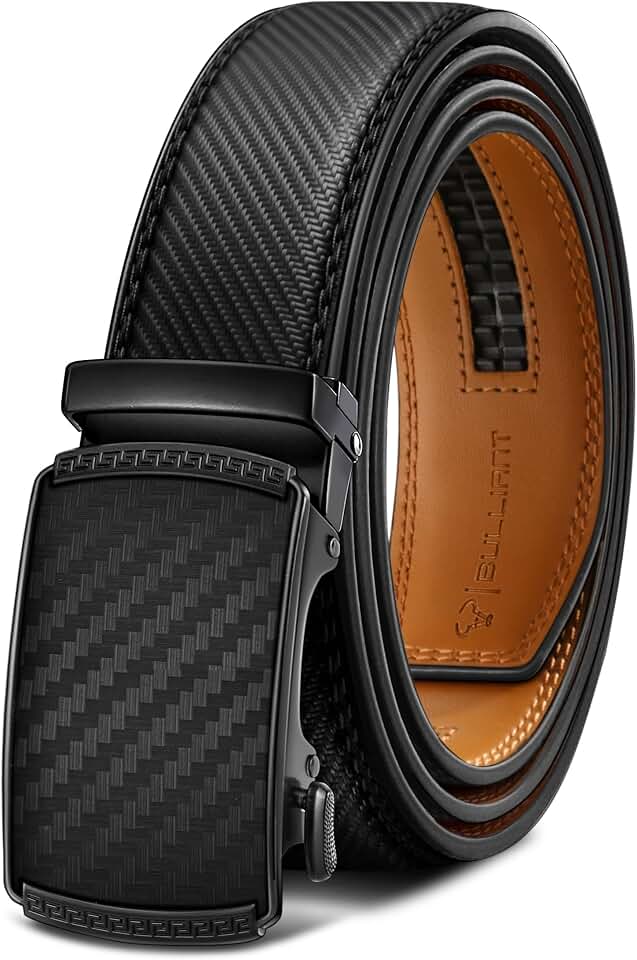 BULLIANT Men's Ratchet Leather Belt Trimmable 1 3/8“-Gift Boxed