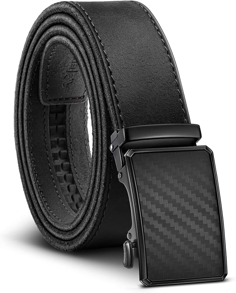 BULLIANT Men's Full Grain Leather Ratchet Belt Trimmable 1 3/8“-Gift Boxed