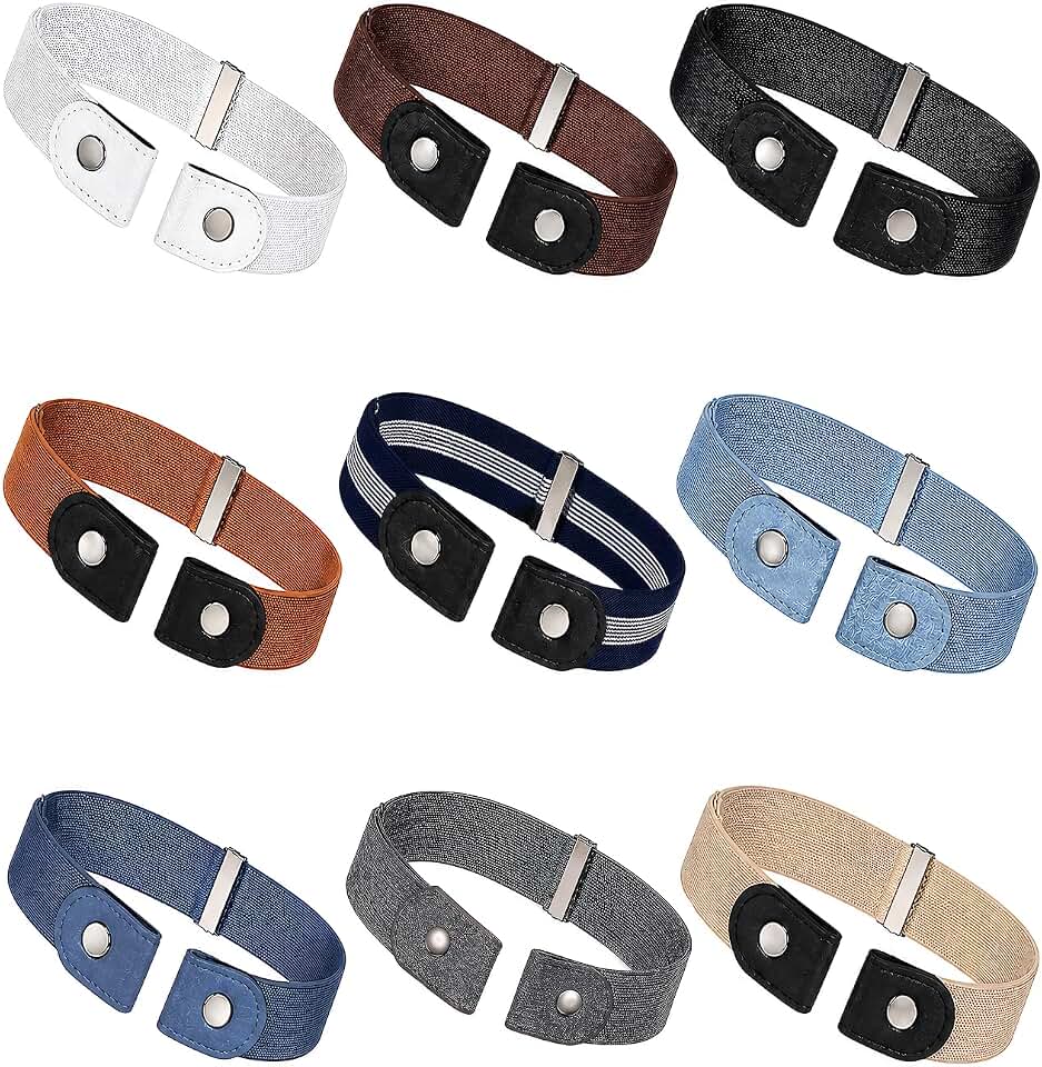 9 Pack No Buckle Belt, Invisible Stretch Belts for Men Women