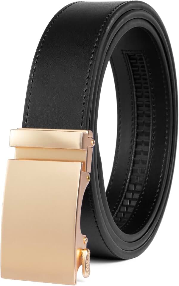 Ratchet Belts for Men-Black/Brown Belt Leather 1 3/8" for Casual Dress-Micro Adjustable Belt