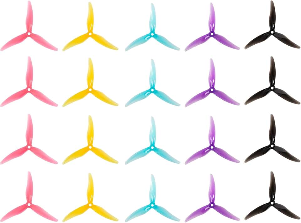 20pcs Fpv Drone Props Propeller: Gemfan Hurricane 51477 Tri-Blade 5 Inch Props for 4S 6S FPV Freestyle Racing, 10xCW 10xCCW