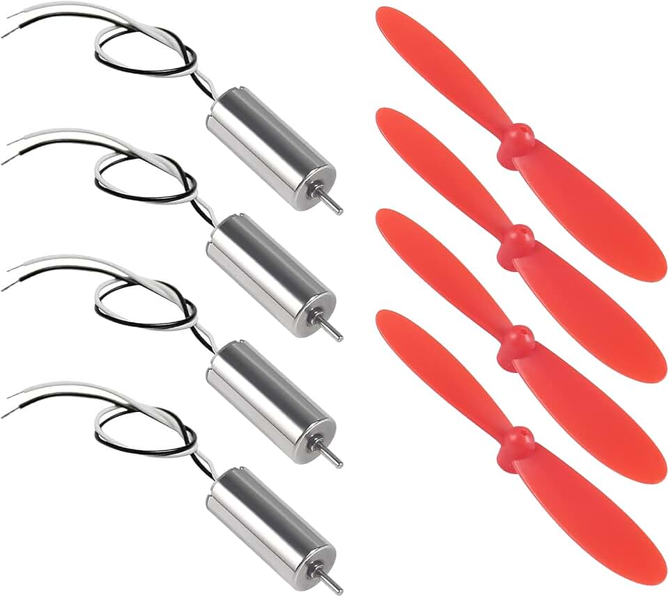 4pcs 716 Coreless Motor 3.7V 7x16mm Brushed Motors 45000 RPM + 4pcs 75mm CW CCW Propeller Compatible with FPV RC Quadcopter