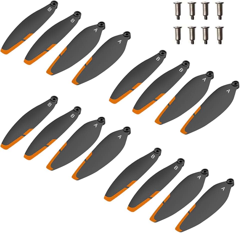 16PCS Foldable Drone Propellers Replace Parts for Most Drone Spare Part, 2.75-Inch Universal Replacement Blades,70mm Low-Noise and Quick-Release Blades Props Wings Accessories(Orange)
