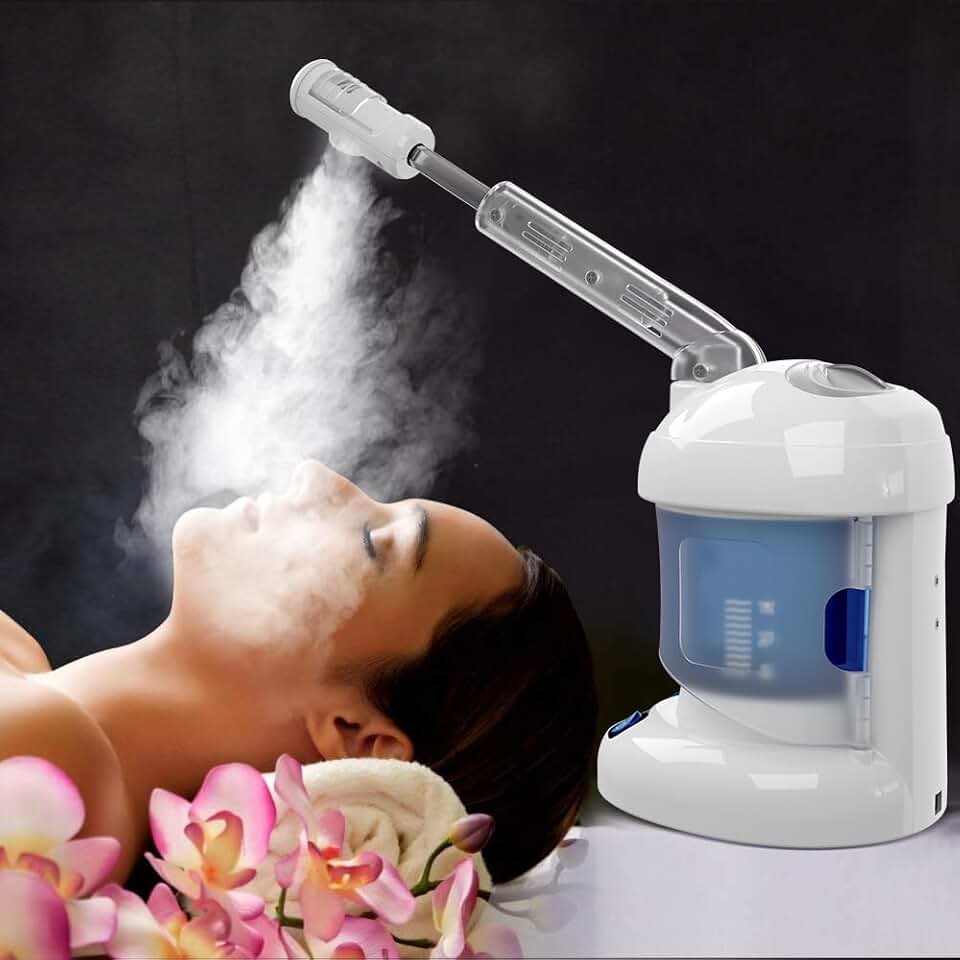 Facial Steamer, Ozone Nano Ionic Face Steamer for Deep Cleaning | Extendable arm with 360° rotating nozzle, 400ml water tank provides 40 minutes of steam for daily skincare at home or salon