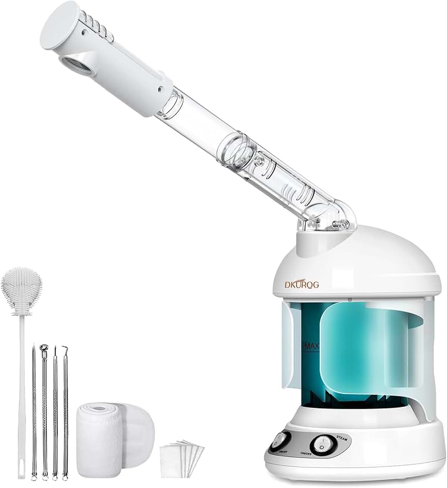 Facial Steamer with Extendable 360° Rotating Arm Blue | Nano Ionic Face Steamer for Facial Deep Cleaning, Portable Ozone Steamer, Humidifier for Home Salon Spa or Personal Care ClimatePartner certified