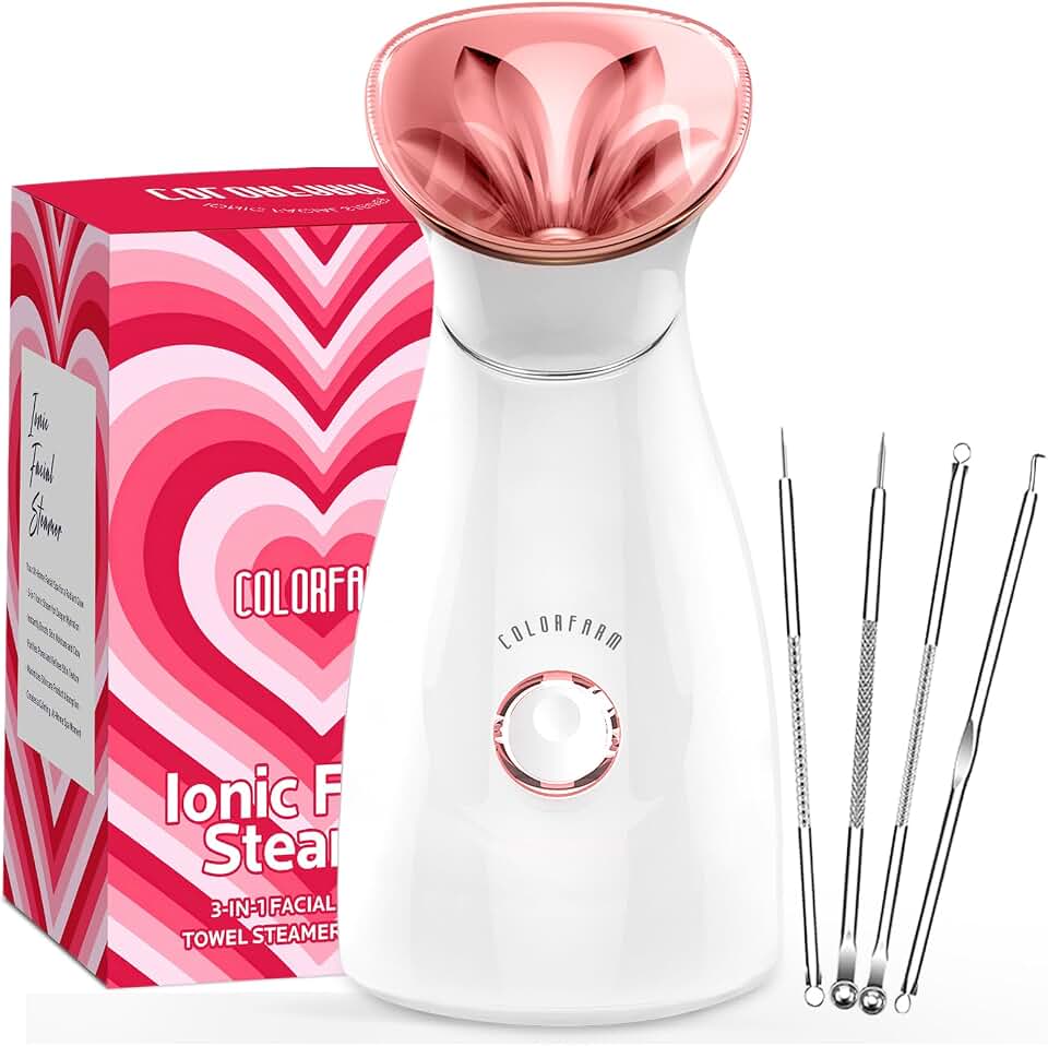 Colorfarm Facial Steamer with Nano Ionic Steam for Deep Cleaning Home Spa | Fine Nano Mist, Deep Pore Cleansing, Skin Hydration, Refreshes Dry Skin, Relaxing Self-Care Facial Care, Healthy-Looking Glow