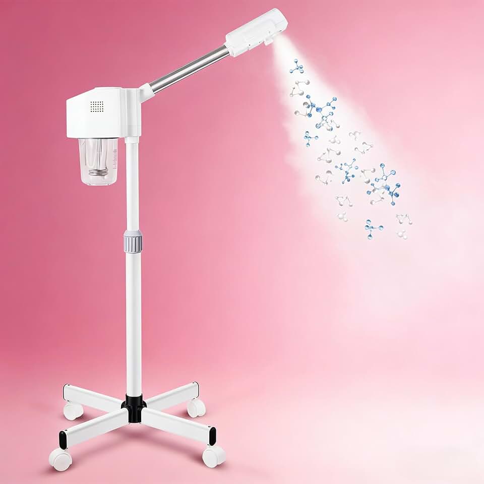 Facial Steamer for Esthetician Barber, Hot Mist, Vaporizador Face Steamer for Deep Cleaning, Height Adjustable, Enjoy SPA at Home
