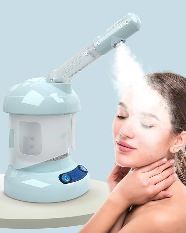 Facial Steamer -Nano Ionic Face Steamer for Deep Cleaning | Portable Ozone Face Steamer with Extendable 360° Rotating Arm, Humidifier for Personal Care Use at Home or Salon
