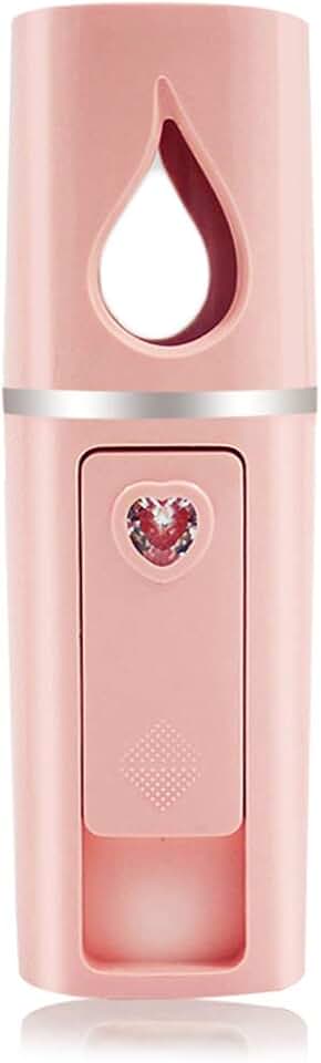 Portable Nano Facial Mister Mini Facial Steamer Atomization Eyelash Extensions with Mirror &amp; 20ml Visual Water Tank (Pink)