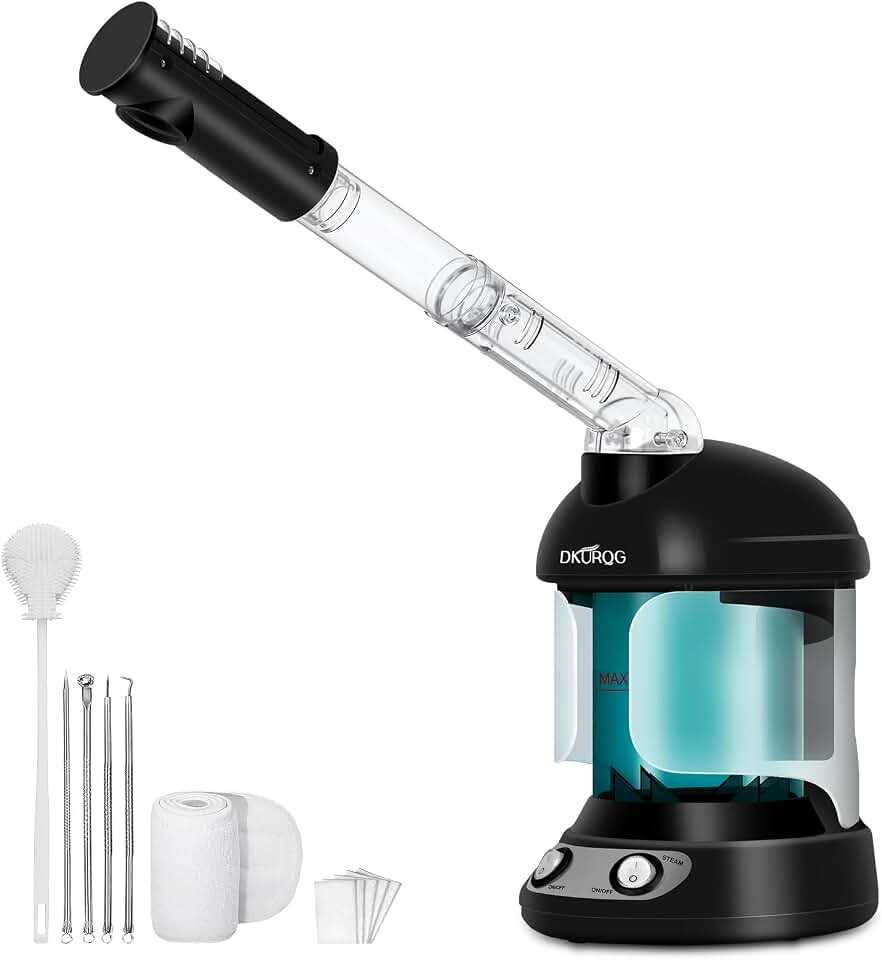 Facial Steamer with Extendable 360° Rotating Arm Black | Nano Ionic Face Steamer for Facial Deep Cleaning, Portable Ozone Steamer, Humidifier for Home Salon Spa or Personal Care ClimatePartner certified