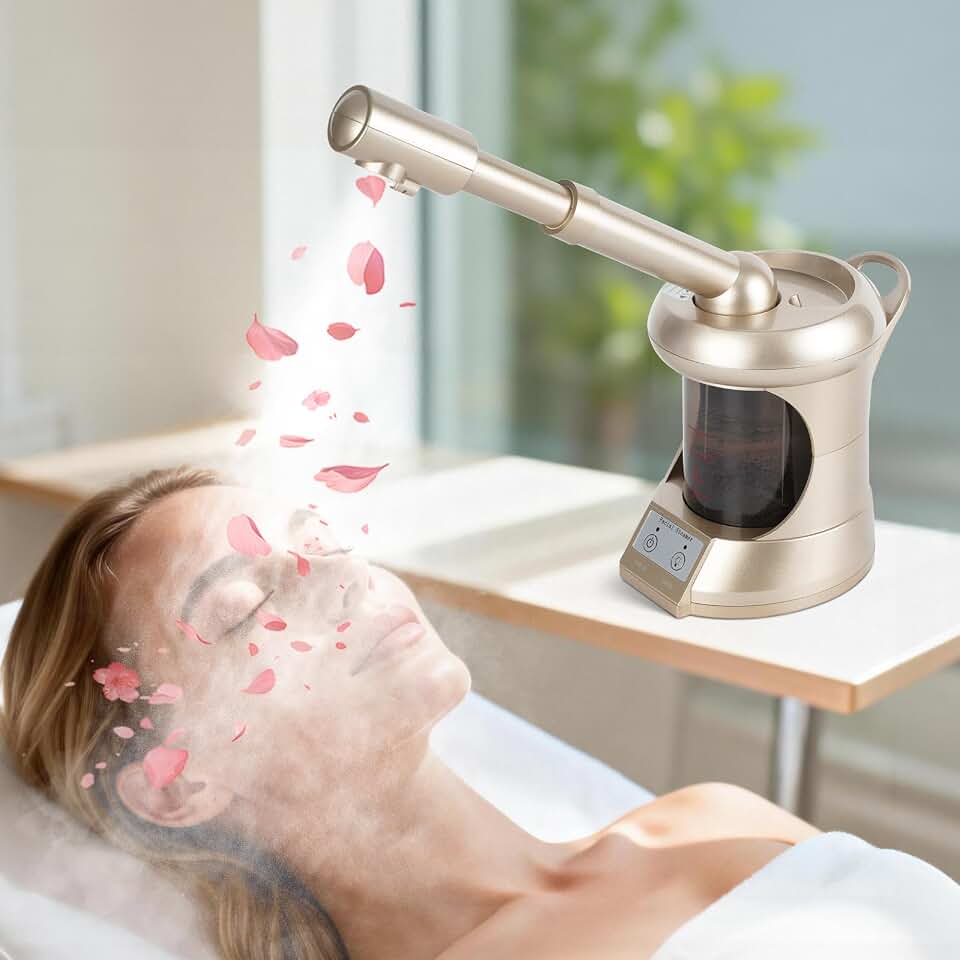 Facial Steamer with Extendable Arm, Deep Cleansing and Hydration | More Steam, Portable Ozone Steamer, Nano Ionic Face Steamer for Beauty, Spa and Home Use