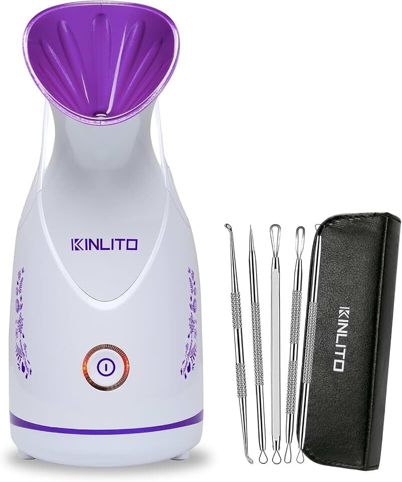 KINLITO Facial Steamer Nano Ionic Warm Mist Portable for Home SPA (Purple) ClimatePartner certified