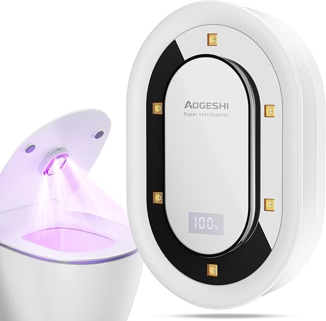 UV-C Toilet Lid Sanitizer, Helps Reduce Odors, Automatic 99-Second Cycle | Automatic 99-Second UV-C Cycle, Helps Reduce Odors, Maintains Freshness, Hands-Free Operation, USB-C Rechargeable Battery
