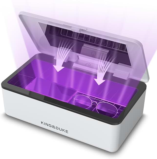 KING&amp;DUKE Phone Sanitizer, UV Sanitizer Box with 360° UV-C Light, Portable UV Phone Sanitizer for Cell Phone, Keys, Glasses, Earphones – White