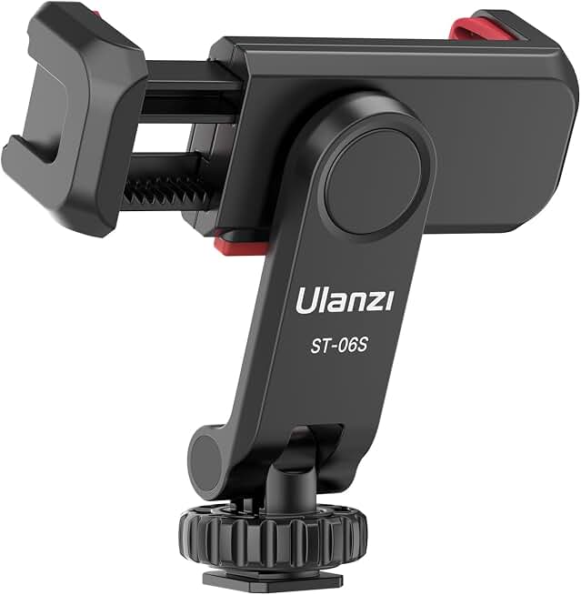 ULANZI ST-06S Phone Tripod Mount Holder for iPhone | Camera Hot and Cold Shoe Phone Mount Compatible for iPhone Android Sony Canon DJI Ronin S/SC Zhiyun Gimbals