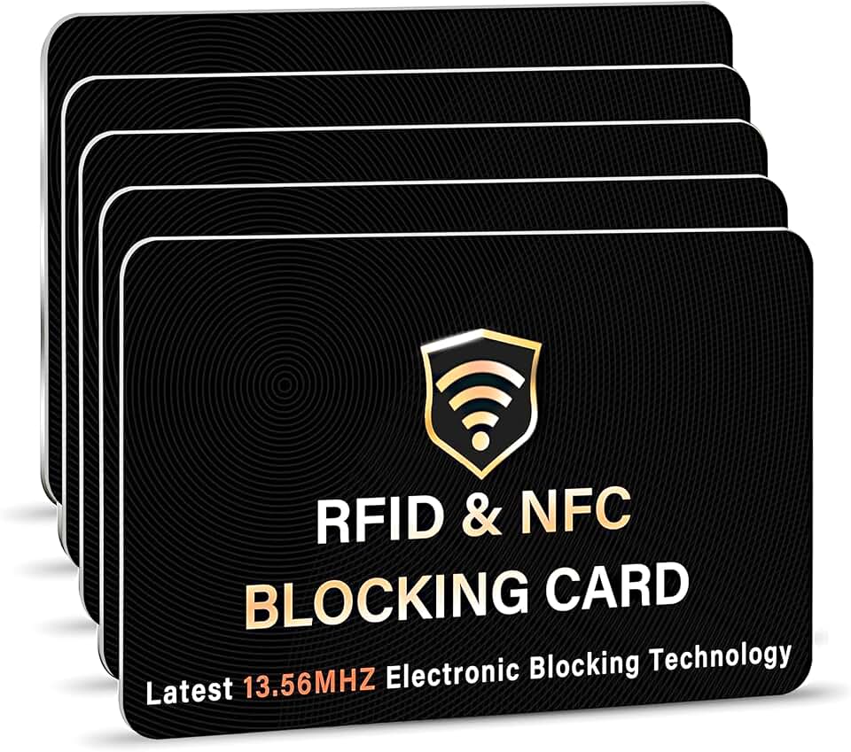 SaiTech IT 5 Pack RFID Blocking Card for Credit Debit ID Card, Black