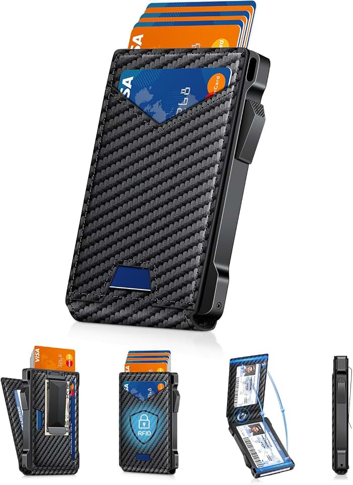 Wallet for Men RFID Wallet with 2 ID Windows &amp; Money Clip, Slim Card Holder