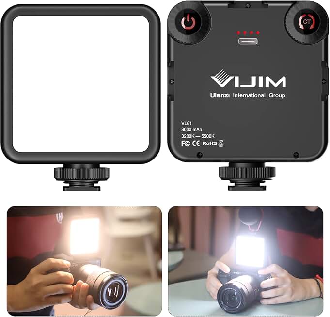 ULANZI VL-81 3000mAh Bi-Color LED Video Light with Softbox - 3200K-5600K+CRI95 Rechargeable Camera Light, 3 Cold Shoe Mount for DSLR/GoPro/Sony/Canon/iPhone, Vlog Filming TikTok Live &amp; Photography