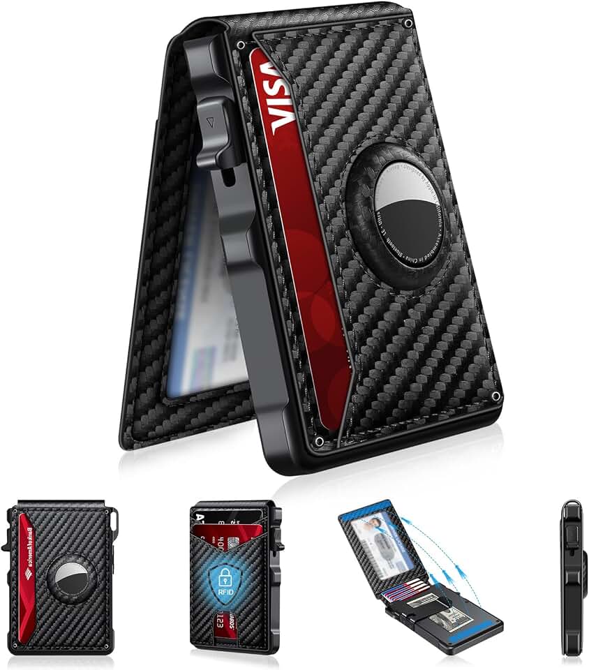 KIKVES Airtag Wallet for Men Smart Wallet for Air Tag RFID Blocking Minimalist