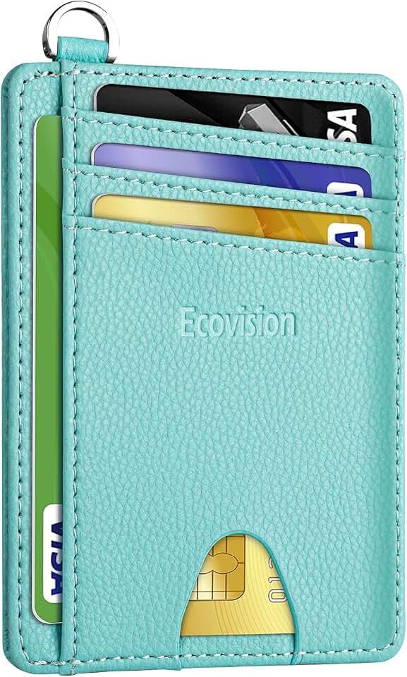 Slim Minimalist Front Pocket Wallet, RFID Blocking Credit Card Holder Wallet with Integrated D-Shackle for Men Women