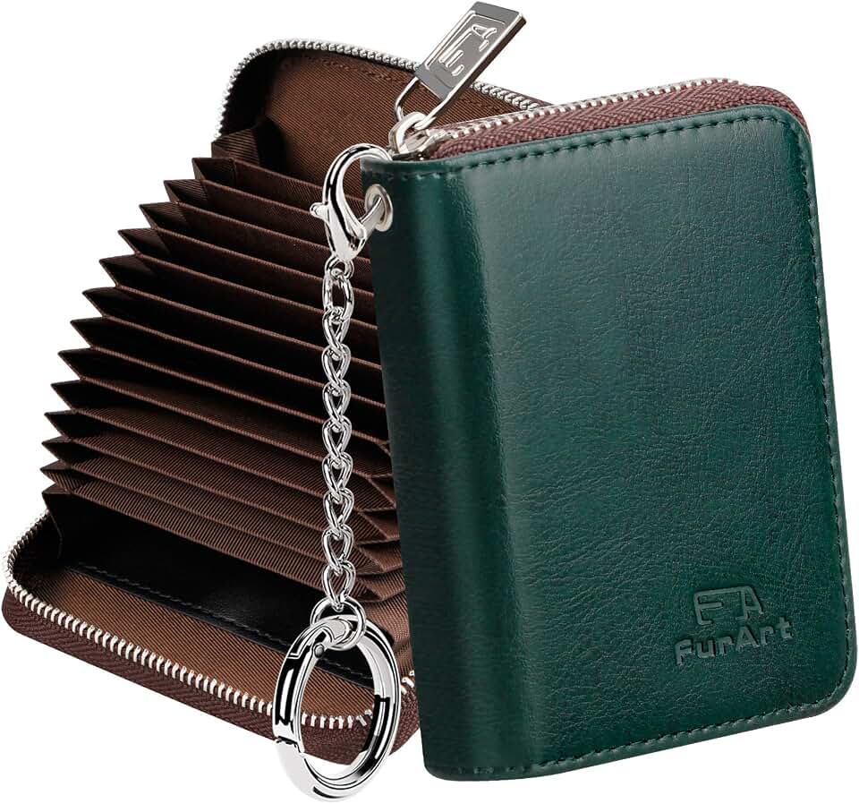 FurArt Zipper Wallet Women RFID Credit Card Holder keychain Wallet