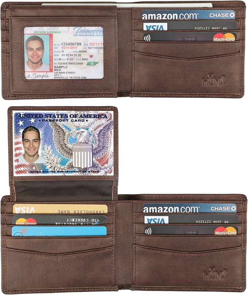 HIMI Wallet for Men-Genuine Leather RFID Blocking Bifold Stylish Wallet With 2 ID Window