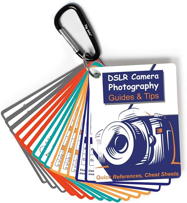 DSLR Cheat Sheet Photography Accessories Camera Accessories for Canon Nikon Sony Photography Gifts for Photographer Quick Reference Cards Guides Tips Settings Exposure Modes Composition Plus More 4×3in
