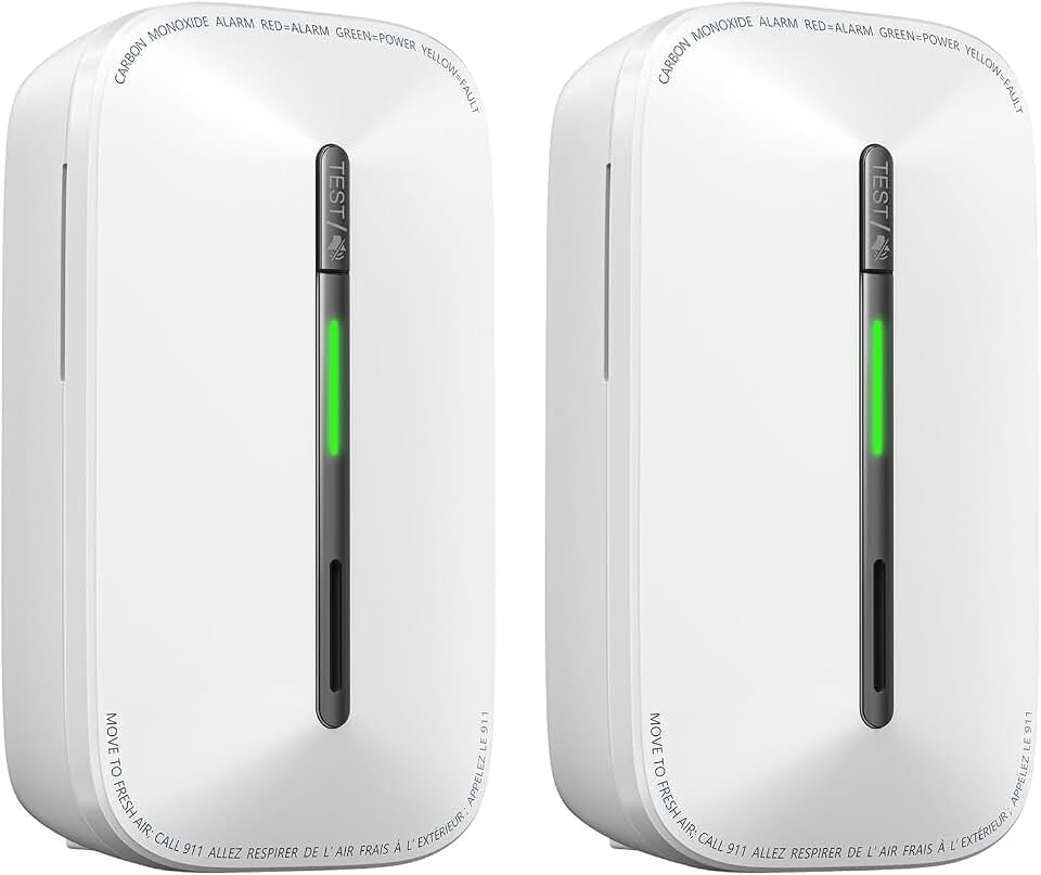 SITERWELL Plug in Carbon Monoxide Detector 10 Year Battery&amp;AC Powered, | CO Alarm Detectors with Electrochemical Sensor &amp; Sound Warning,Portable CO Detector for Home Office Travel,2-Pack