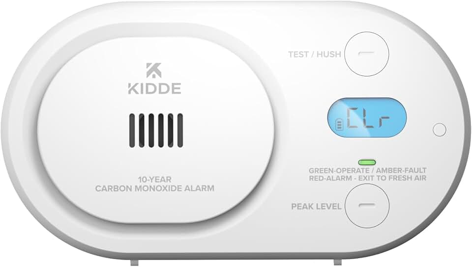 Kidde Carbon Monoxide Detector, 10-Year Battery-Powered, COBD10 | Digital Backlit Display, No Low Battery Chirps, LED Status Lights, 85 dB Alarm, Ideal for Homes &amp; Apartments, 5th Edition