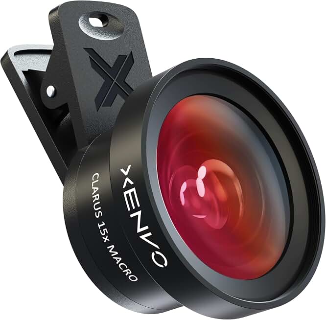Xenvo Pro Lens Kit for iPhone and Android, Macro and Wide-Angle Lens with LED Light and Travel Case Black