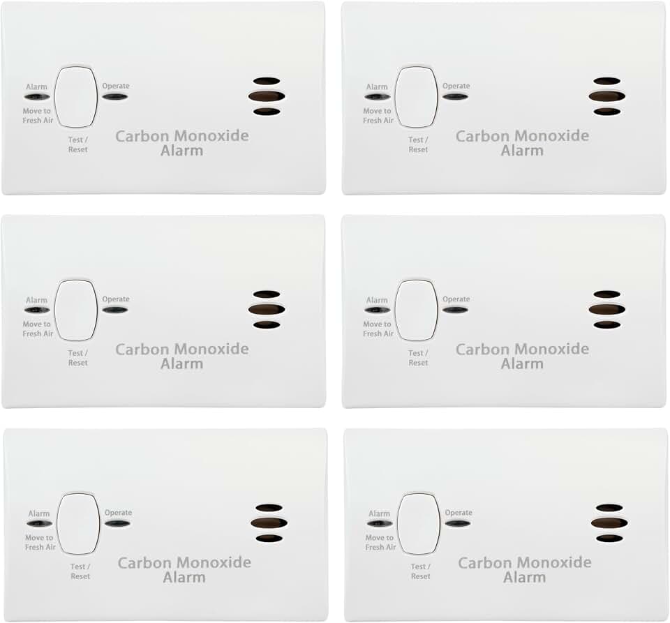 Kidde Carbon Monoxide Detector, AA Battery Powered, Portable for Travel or Home, 85 dB Alarm, LED Status Indicators, 3rd Edition, 6 Pack