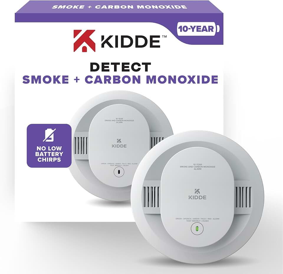 Kidde Smoke &amp; Carbon Monoxide Detector, 10-Year Battery, 30CUD10, 1 Pack | No Battery Replacements or Low Battery Chirps, 2-in-1 Detection, LED Status Lights, Ideal for Homes &amp; Apartments