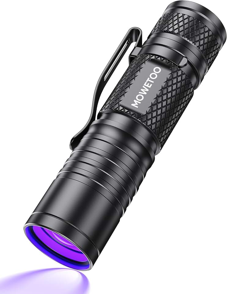 MOWETOO Black Light Flashlight,395nm Mini Zoomable UV Light | Portable But Powerful,Ultraviolet Flashlights for Pet Urine Detection, Home, Scorpions, Resin Curing, Leak, Fluorescent