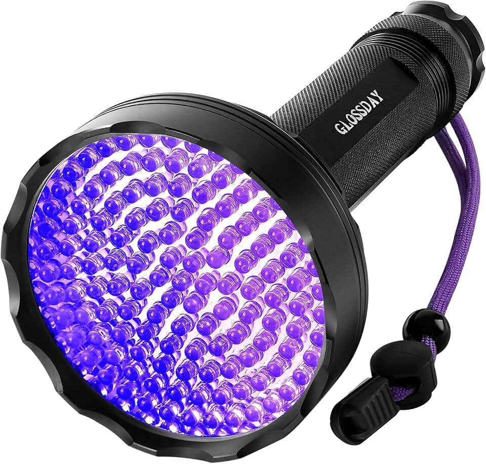 GLOSSDAY Blacklight Flashlight,128 LED UV Flashlights, Upgraded Bright Ultraviolet Flashlight Professional Black Light for Dog/Cat, Hunting Scorpions