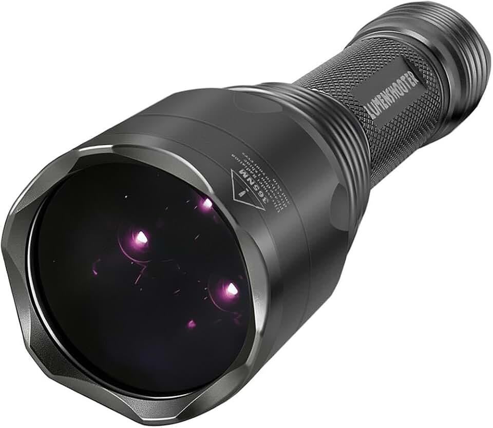 LUMENSHOOTER S3 365nm UV Flashlight with 3 LEDs | Powerful Blacklight, Pet Urine Detection, Resin Curing, Rocks, Scorpion
